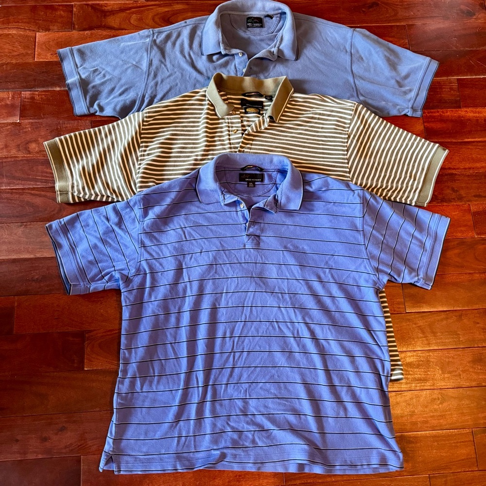 (3) Greg Norman Collection Striped Polo Shirts XXL